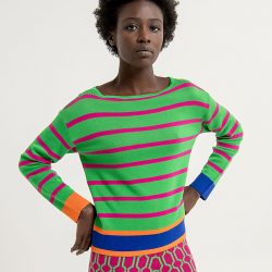 Surkana - Trui - Groen - Gestreept - Jacquard - Uniek Ladies