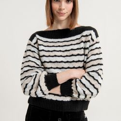 Trui - Gestreept - Boothals - Black - Uniek Ladies