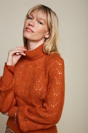 King Louie Jeanie Sollneck Top Farfalle Caspia Caramel - Uniek Ladies