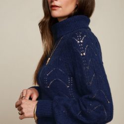 King Louie - Jeanie Rollneck Top Farfalle - Ink Blue - Uniek Ladies