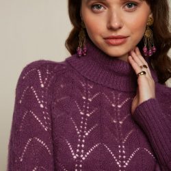 King Louie Jeanie Rollneck Trui Farfalle Caspia Purple - Uniek Ladies