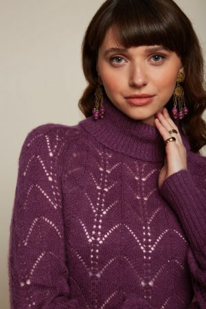 King Louie Jeanie Rollneck Trui Farfalle Caspia Purple - Uniek Ladies