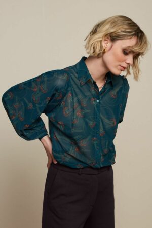 King Louie - Marisa Blouse Allure - Pine Green - Uniek Ladies - Aalten
