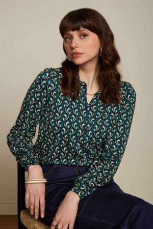 King Louie - Blouse Maisie - Morel - Dragenfly Green - Uniek Ladies - Aalten