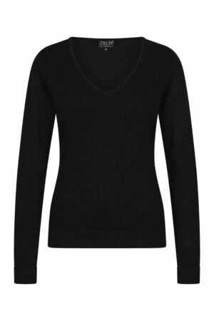 Zilch - Sweater - Basic - V-Neck - Black - Uniek Ladies - Aalten
