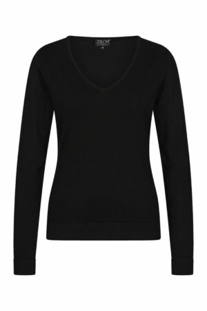 Zilch - Sweater - Basic - V-Neck - Black - Uniek Ladies - Aalten