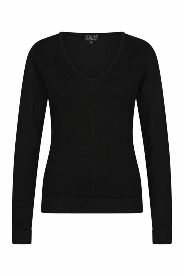 Zilch - Sweater - Basic - V-Neck - Black - Uniek Ladies - Aalten