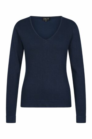 Zilch - Sweater - Basic V-Neck - Navy - Uniek Ladies - Aalten