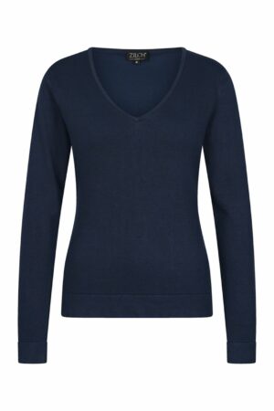 Zilch - Sweater - Basic V-Neck - Navy - Uniek Ladies - Aalten