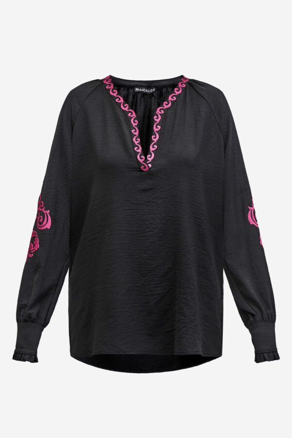 Maicazz - Blouse - Haley - Black Magenta D5 - Uniek Ladies