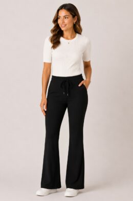 Broek Wide Leg Black MP202433 Travelstof – Mi Piace