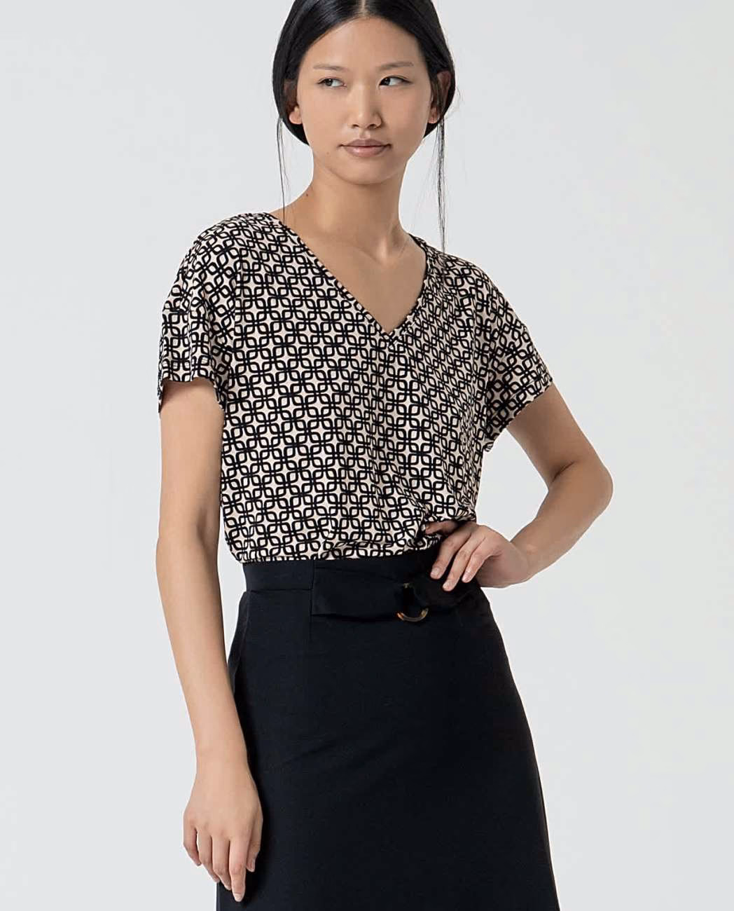 Rok Uitlopend met riem Black - Surkana