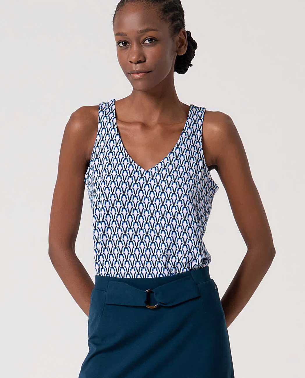 Rok Uitlopend met riem Petrol Blue - Surkana