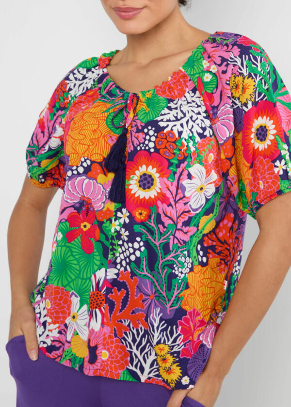 Blouse Magic Maiden - Everything in coral flower - Blutsgeschwister