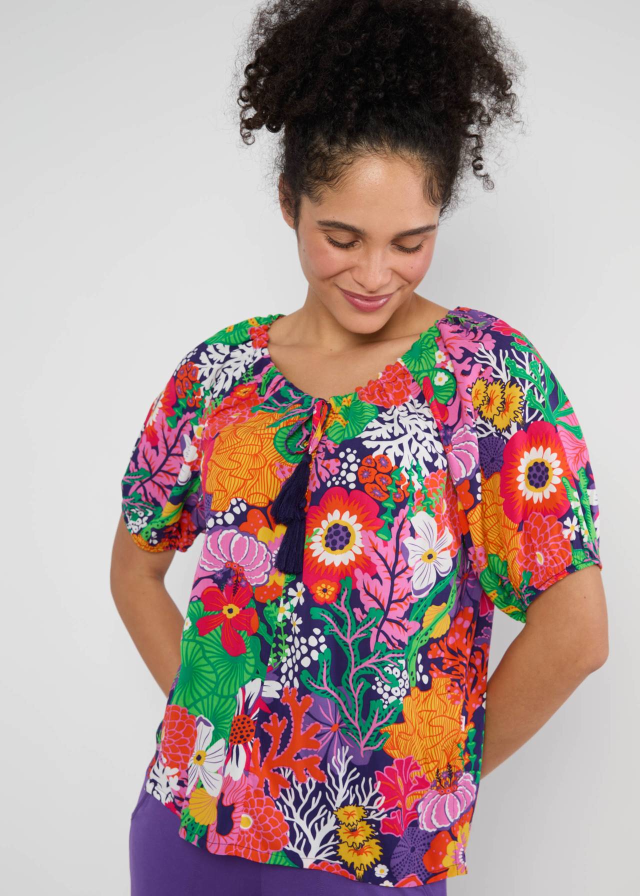 Blouse Magic Maiden - Everything in coral flower - Blutsgeschwister