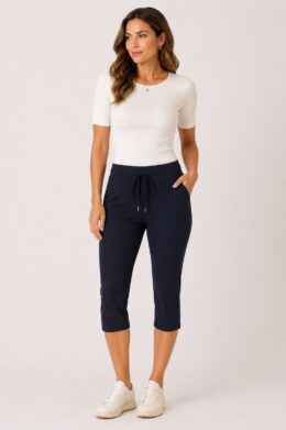 Broek Capri Dark Blue MP202082 Travelstof - Mi Piace