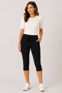 Broek Capri Black MP202082 Travelstof - Mi Piace