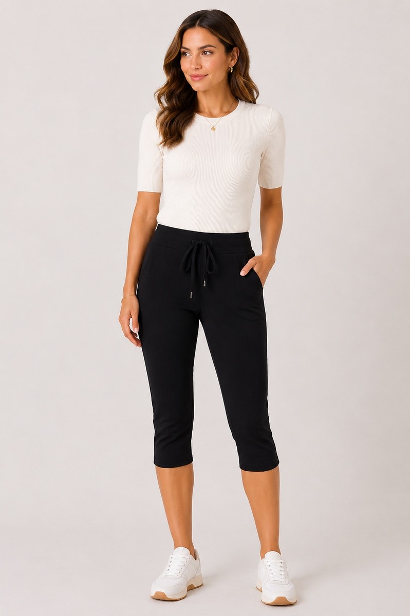 Broek Capri Black MP202082 Travelstof - Mi Piace