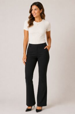 Broek Flared Black MP202384 Travelstof – Mi Piace