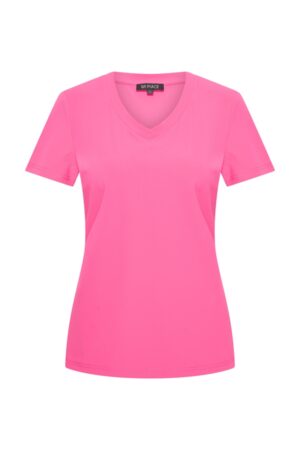 T-shirt V-hals Fuchsia Travelstof - Mi Piace
