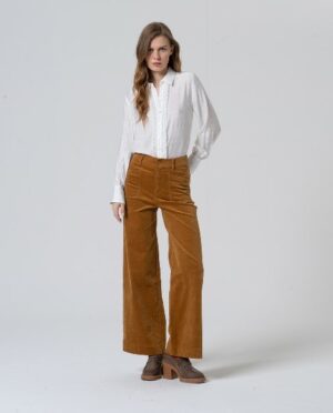 Broek Flared met opgestikte zakken Mustard WNT25 - Surkana