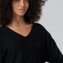 Sweater losvallend model V-hals Black WNT'25 - Surkana