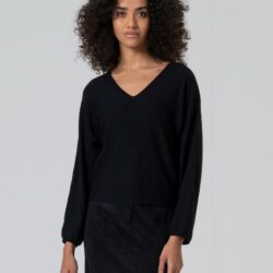 Sweater losvallend model V-hals Black WNT'25 - Surkana