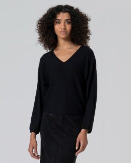 Sweater losvallend model V-hals Black WNT'25 - Surkana