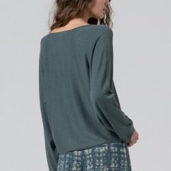 Japanese Sweater losvallend model V-hals Steel Blue