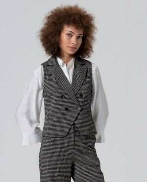 Gilet Houndstooth Black WNT25 - Surkana