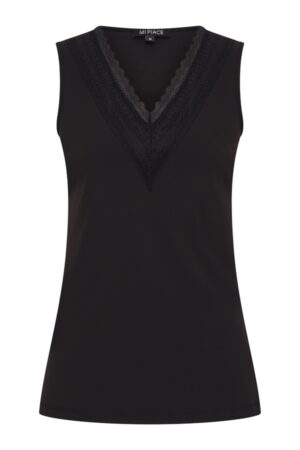 Top Mouwloos Black Lace met kant Travelstof - Mi Piace
