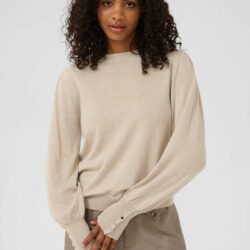 Trui KAlizza Round Neck Buttons Feather Grey Melange - Kaffe