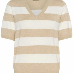 Trui KAlizza Striped V-Neck Feather Grey/Chalk - Kaffe