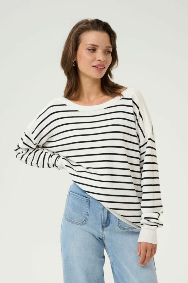 Trui KAlizza Boatneck Chalk/Black Stripe - Kaffe