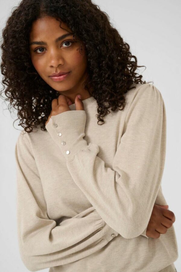 Trui KAlizza Round Neck Buttons Feather Grey Melange - Kaffe
