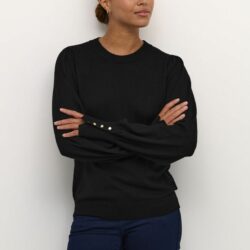 Trui KAlizza Round Neck Buttons Black Deep - Kaffe