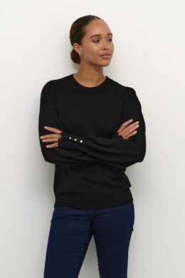 Trui KAlizza Round Neck Buttons Black Deep - Kaffe