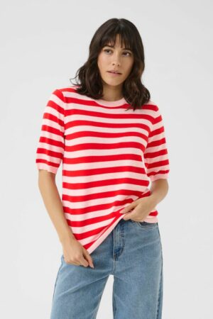 Trui KAlizza Striped Knit Lotus/True Red - Kaffe