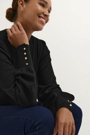 Trui KAlizza Round Neck Buttons Black Deep - Kaffe