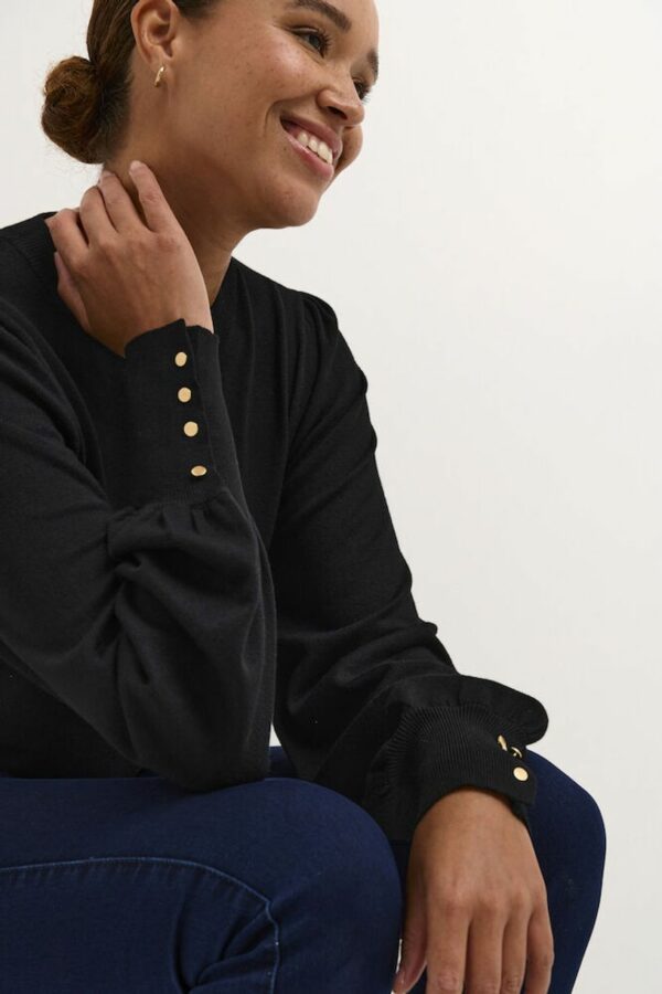 Trui KAlizza Round Neck Buttons Black Deep - Kaffe