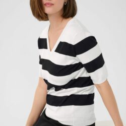 Trui KAlizza Striped V-Neck Turtledove/Black - Kaffe