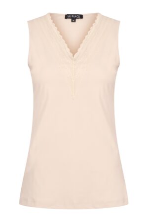 Top Mouwloos Kit Lace met kant Travelstof - Mi Piace