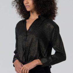 Blouse met gedrapeerde zoom Black WNT25 - Surkana