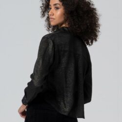 Blouse met gedrapeerde zoom Black WNT25 - Surkana