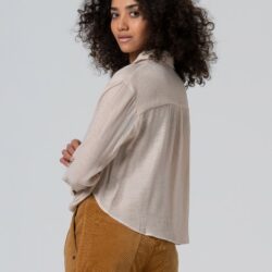 Blouse met gedrapeerde zoom Ecru WNT25 - Surkana