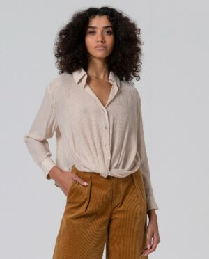 Blouse met gedrapeerde zoom Ecru WNT25 - Surkana