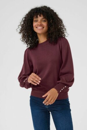 Trui KAlizza Round Neck Buttons Windsor Wine - Kaffe