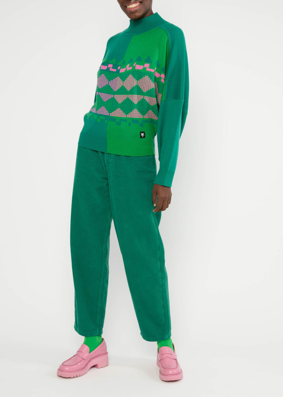 Trui Diamond Loom Egg - Chunky Pullover Green - Blutsgeschwister