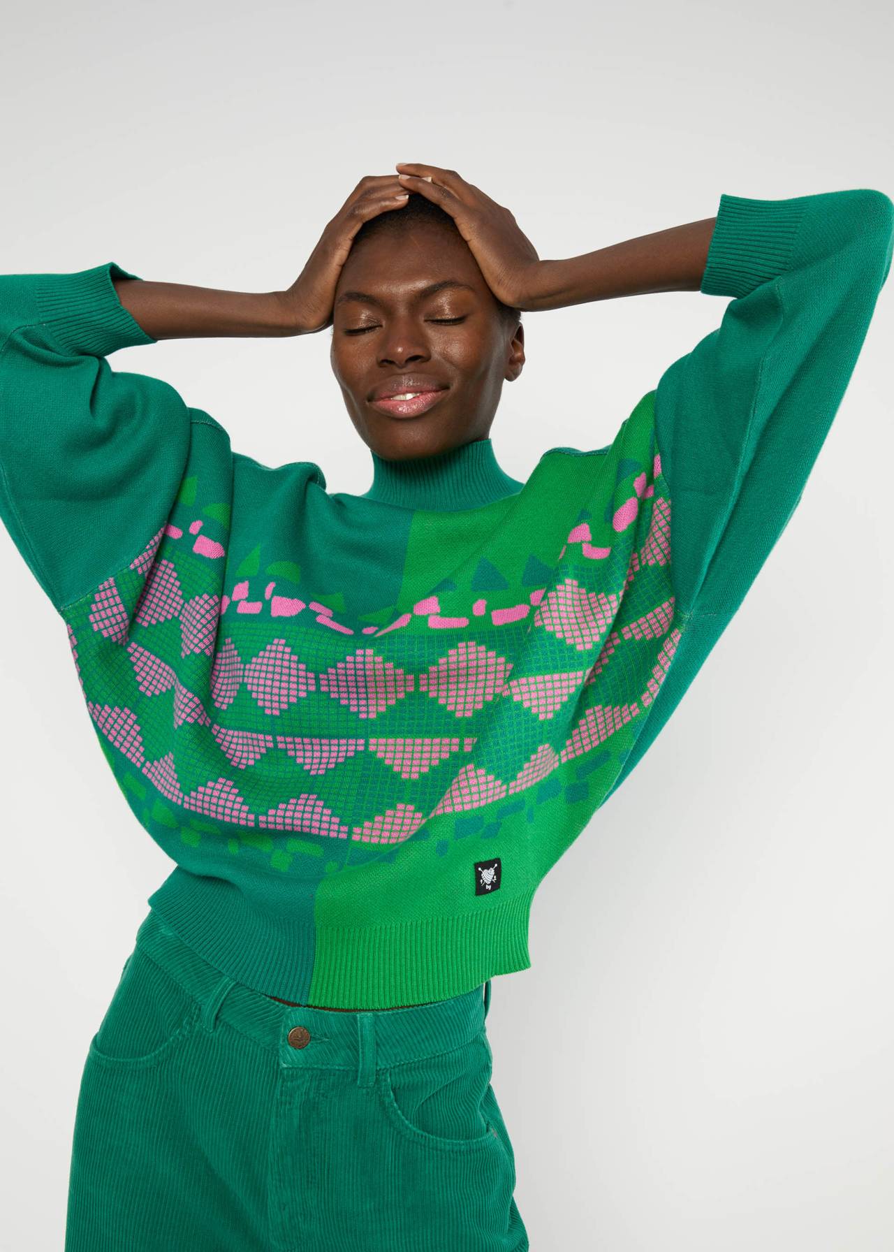 Trui Diamond Loom Egg - Chunky Pullover Green - Blutsgeschwister