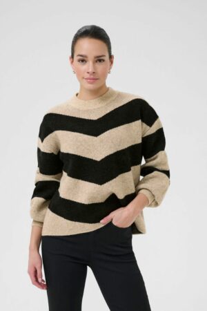 Trui KAverana Knit Pullover - Feather Grey M./Black Stripe - Kaffe